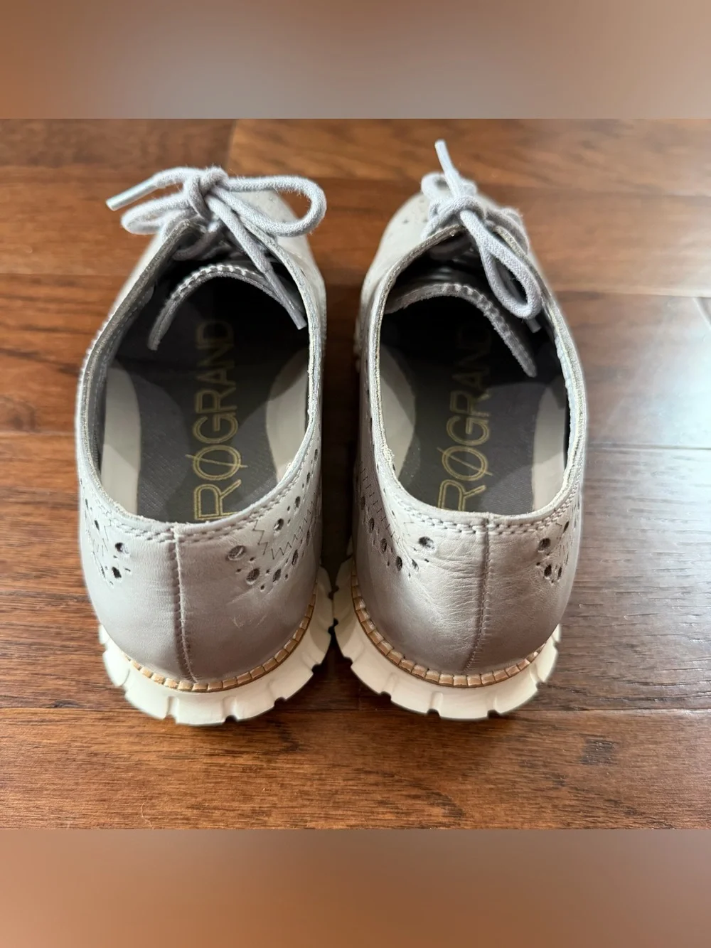 COLE HAAN ZEROGRAND C25007 Wingtip Oxford Men's 8 1/2 M Ironstone Gray Leather